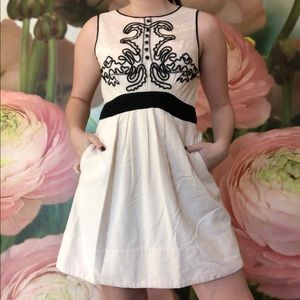 Cream and Black Anthro Dress